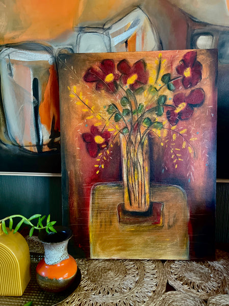 Warm Flower Still Life 63cm x35cm