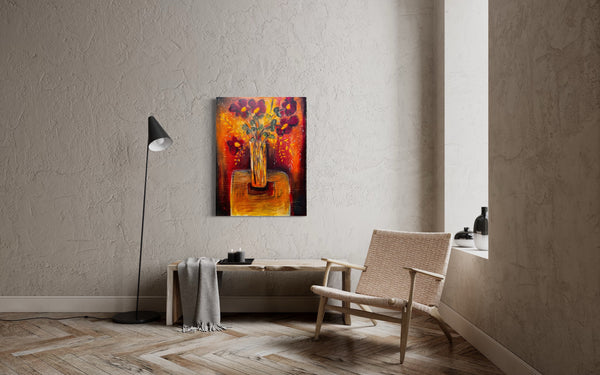 Warm Flower Still Life 63cm x35cm